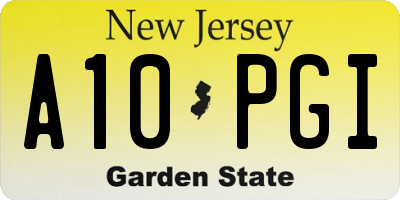 NJ license plate A10PGI