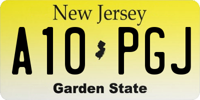 NJ license plate A10PGJ