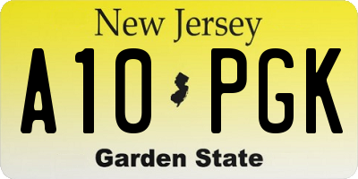 NJ license plate A10PGK