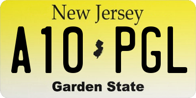 NJ license plate A10PGL