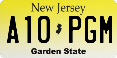 NJ license plate A10PGM