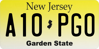 NJ license plate A10PGO