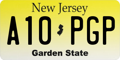 NJ license plate A10PGP