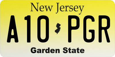 NJ license plate A10PGR