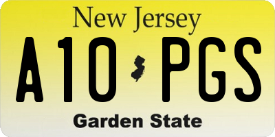 NJ license plate A10PGS