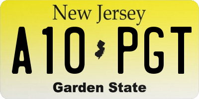 NJ license plate A10PGT