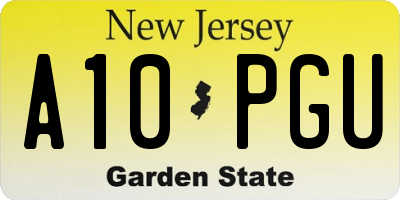 NJ license plate A10PGU