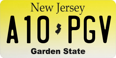 NJ license plate A10PGV