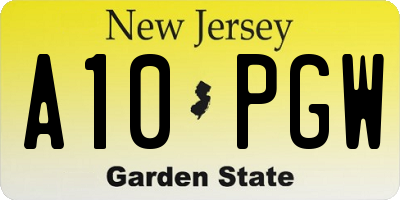 NJ license plate A10PGW