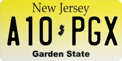 NJ license plate A10PGX