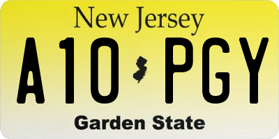 NJ license plate A10PGY