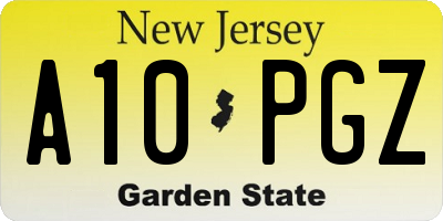 NJ license plate A10PGZ