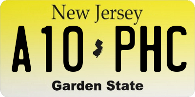 NJ license plate A10PHC