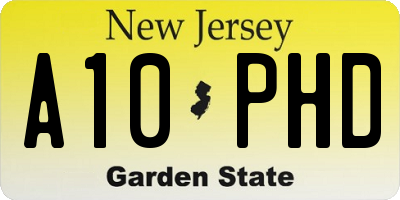 NJ license plate A10PHD