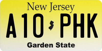 NJ license plate A10PHK