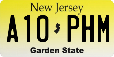 NJ license plate A10PHM