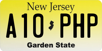 NJ license plate A10PHP