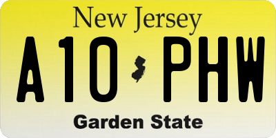 NJ license plate A10PHW