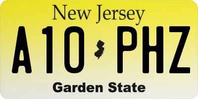 NJ license plate A10PHZ