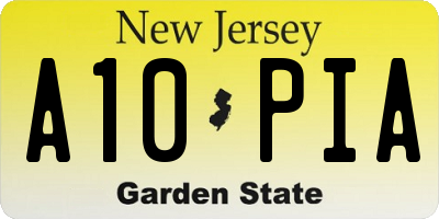 NJ license plate A10PIA