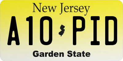 NJ license plate A10PID