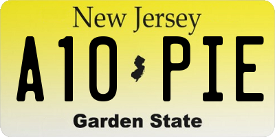 NJ license plate A10PIE