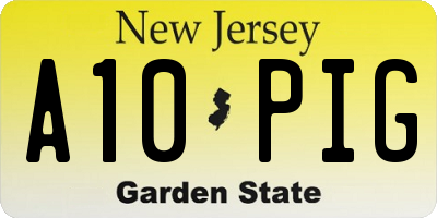 NJ license plate A10PIG