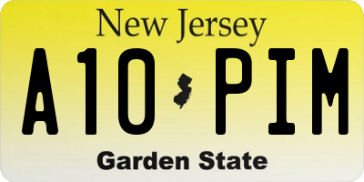 NJ license plate A10PIM