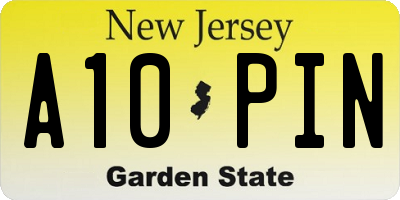 NJ license plate A10PIN