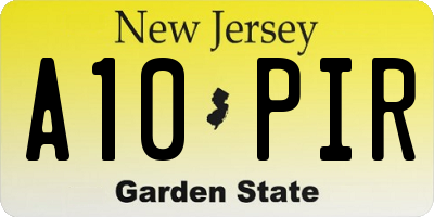 NJ license plate A10PIR