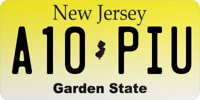 NJ license plate A10PIU