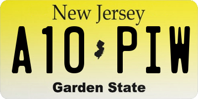 NJ license plate A10PIW