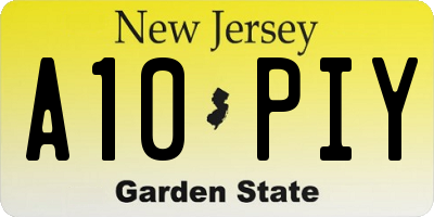 NJ license plate A10PIY