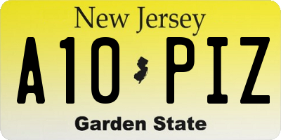 NJ license plate A10PIZ