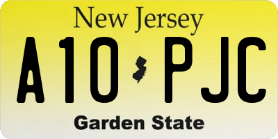 NJ license plate A10PJC