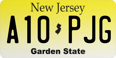 NJ license plate A10PJG