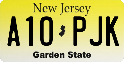 NJ license plate A10PJK