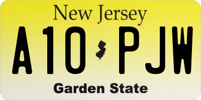 NJ license plate A10PJW