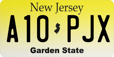 NJ license plate A10PJX