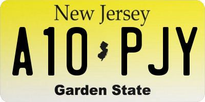 NJ license plate A10PJY