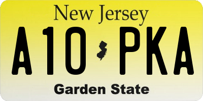 NJ license plate A10PKA