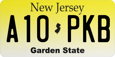 NJ license plate A10PKB