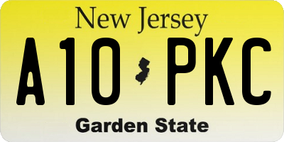 NJ license plate A10PKC