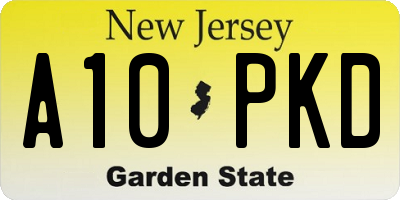 NJ license plate A10PKD