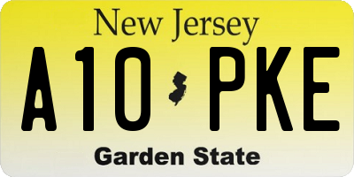 NJ license plate A10PKE