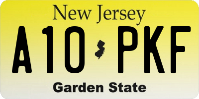 NJ license plate A10PKF