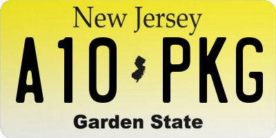 NJ license plate A10PKG