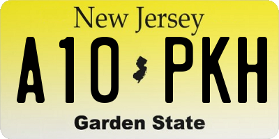 NJ license plate A10PKH