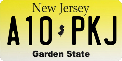 NJ license plate A10PKJ