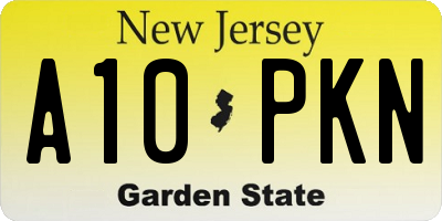 NJ license plate A10PKN